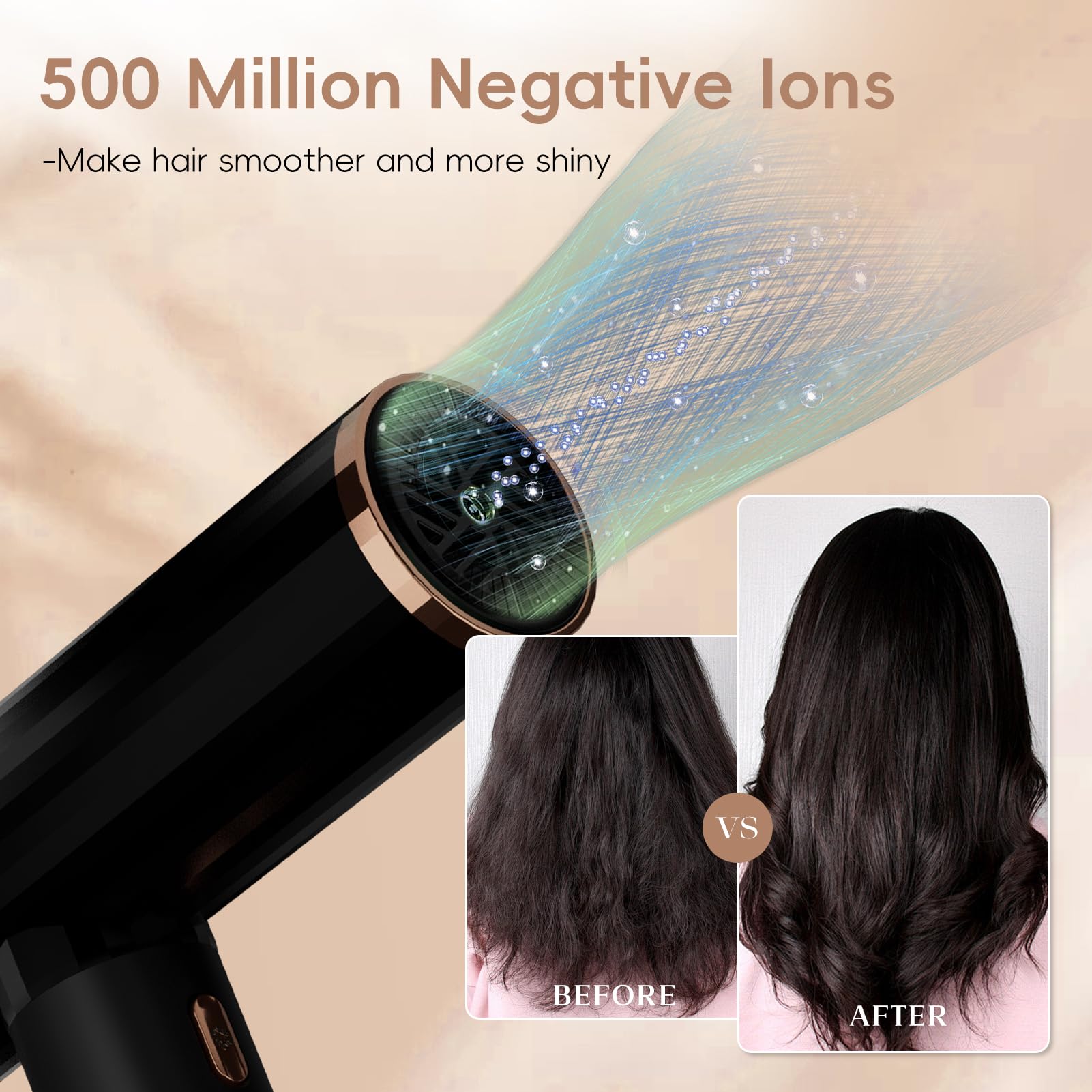 Nicebay ionic hair dryer low-noise operation in quiet morning routine
