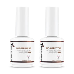 Nicedeco Rubber Base Gel bottle closeup highlighting base strength for brittle nails.