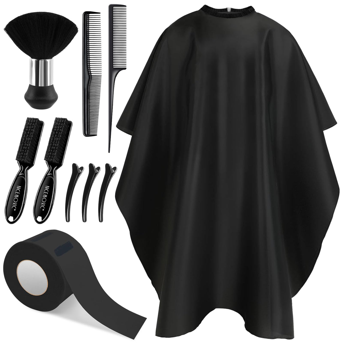 NICEMOVIC 10 in 1 barber cape with neck duster, complete salon kit for efficient haircuts