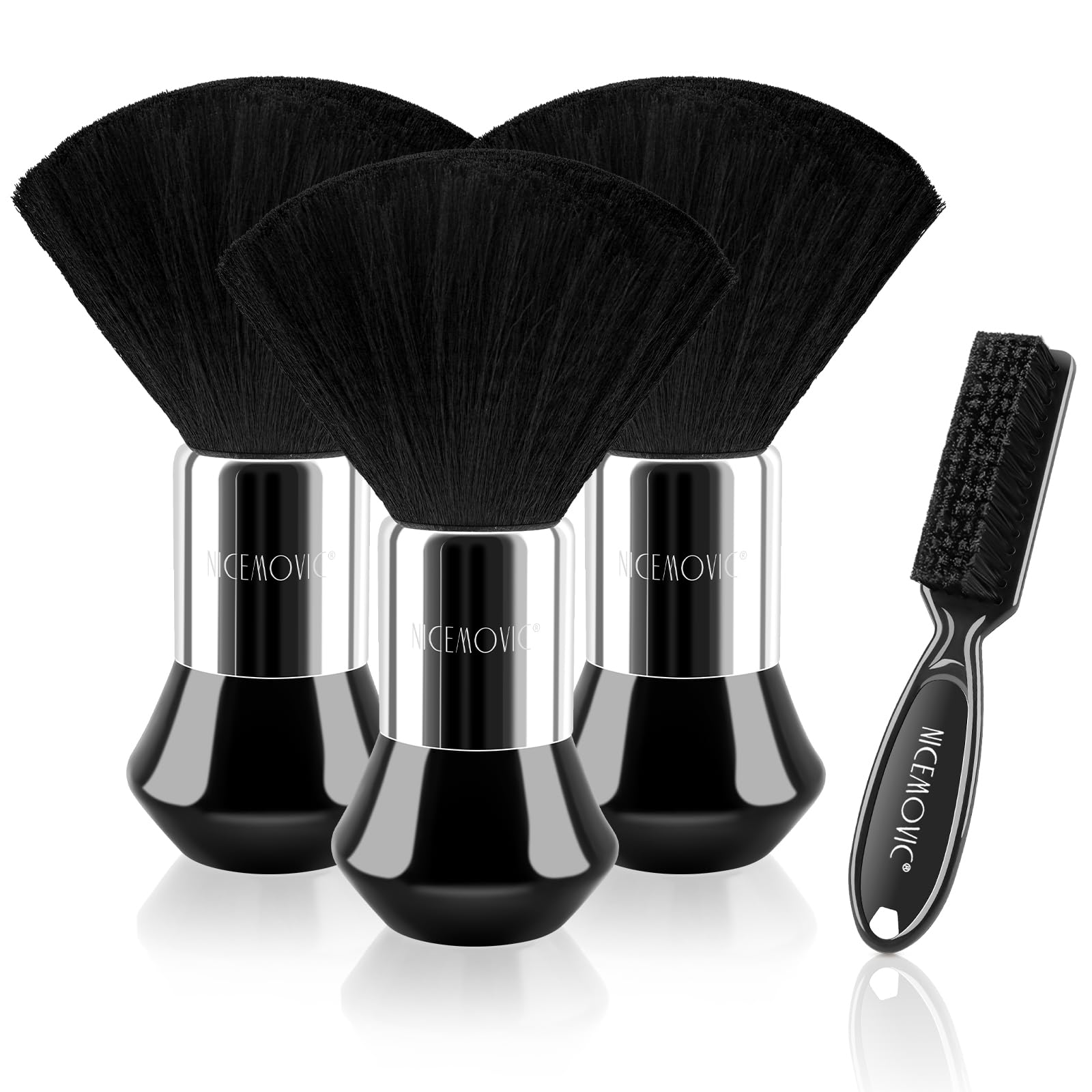 NICEMOVIC 4Pcs barber neck duster set on a clean surface for fast salon cleanup.