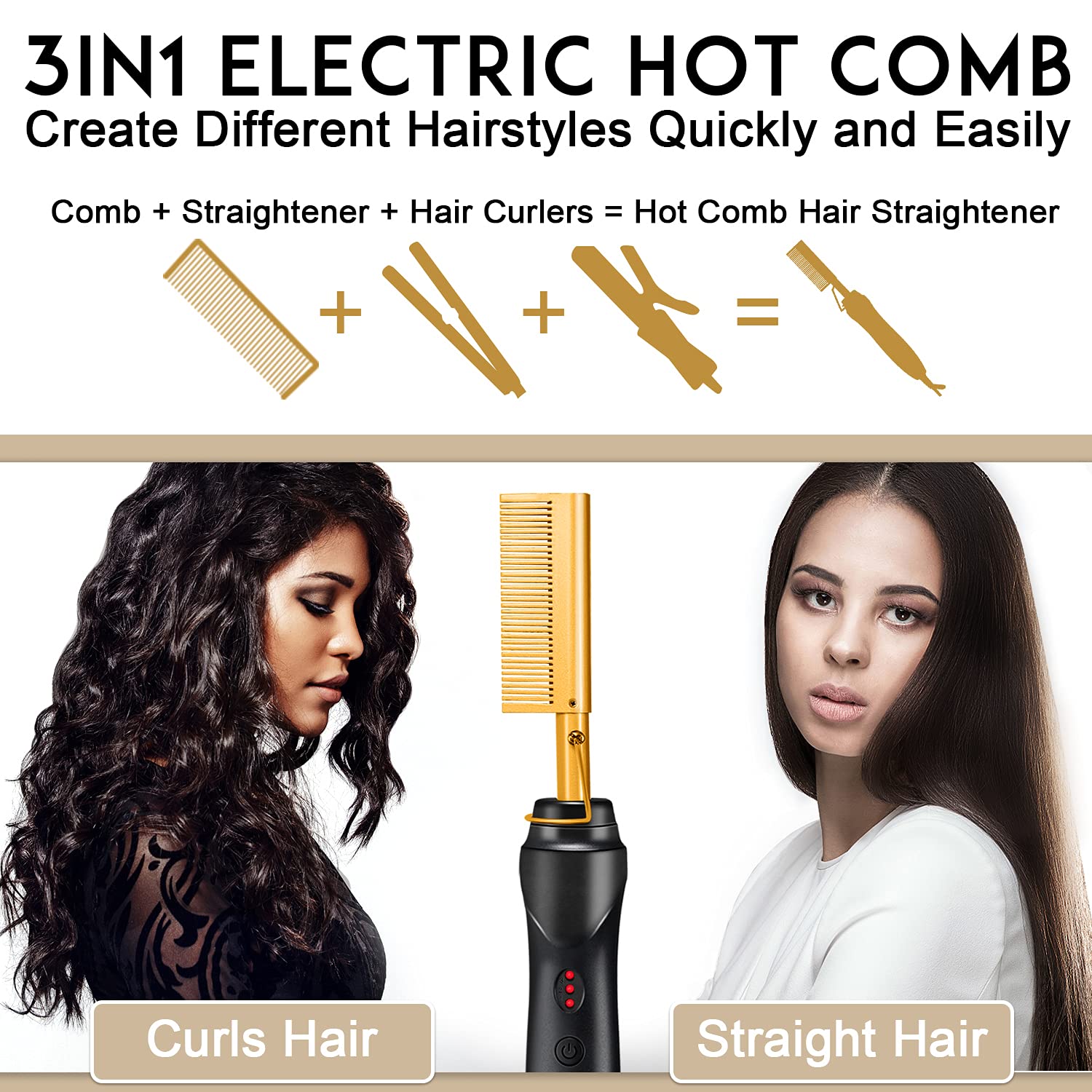 NICEMOVIC hot comb used on beard for neat look.