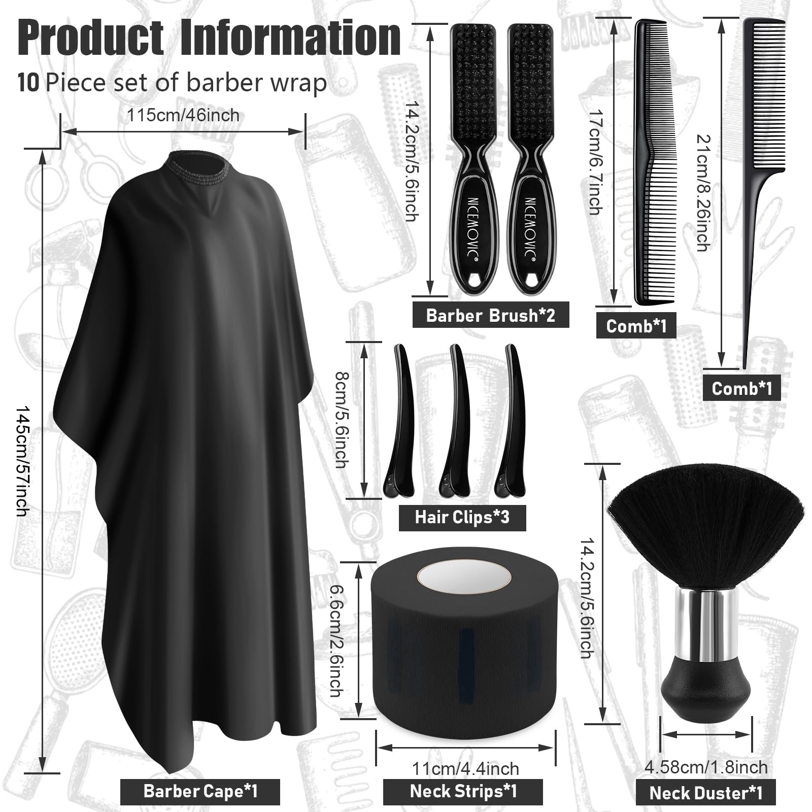 NICEMOVIC cape close-up shows soft nylon fabric for comfortable, lightweight wear