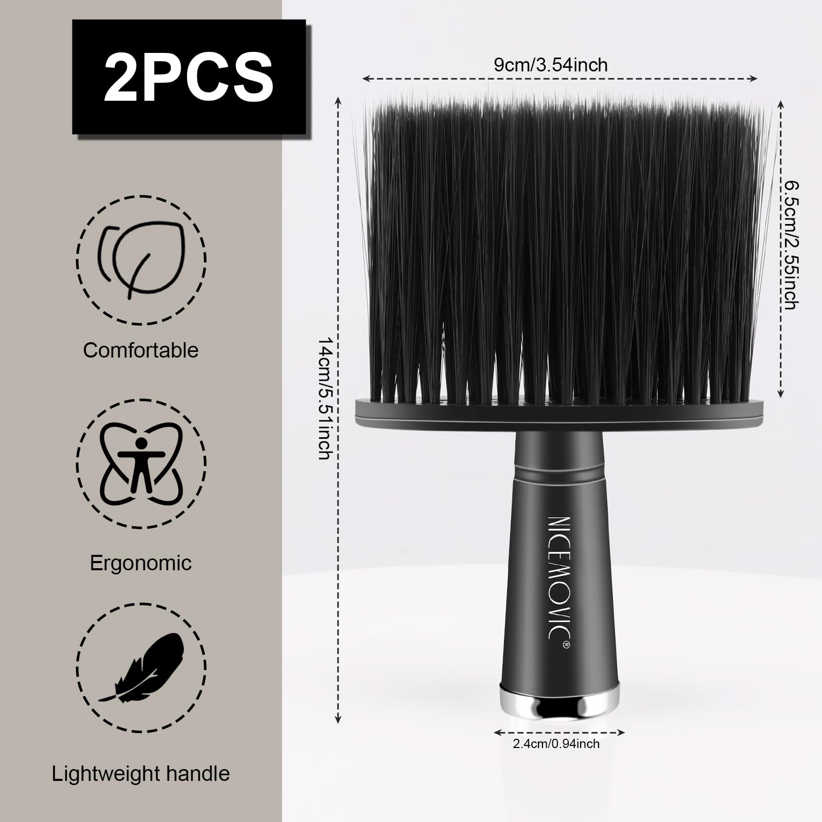 NICEMOVIC neck duster close-up shows soft bristles protecting skin during shaving sessions.