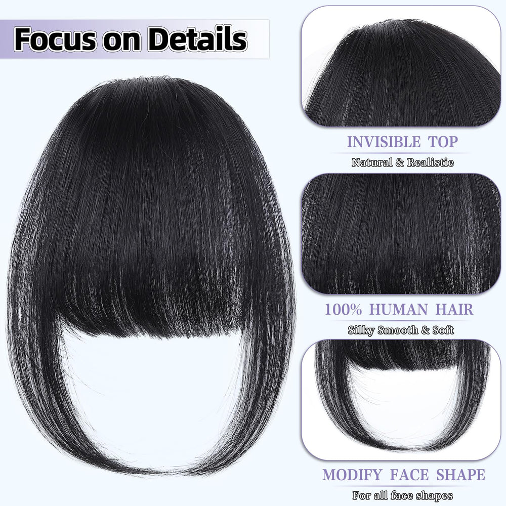 Niceone Hair clip-on assembly near hairline emphasizes quick, damage-free fringe attachment.