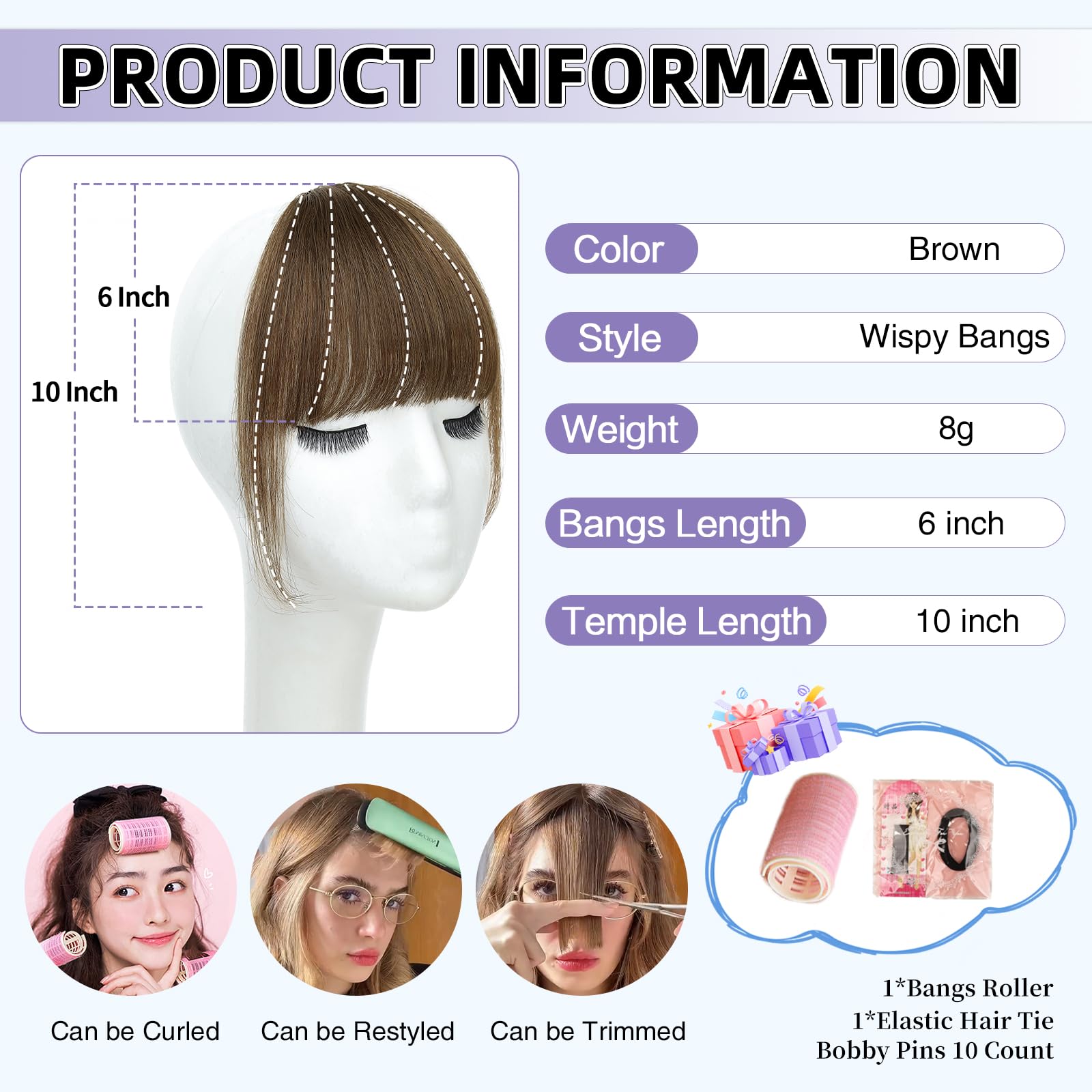 Niceone Hair flequillo natural, clip invisible para cambio instantáneo.