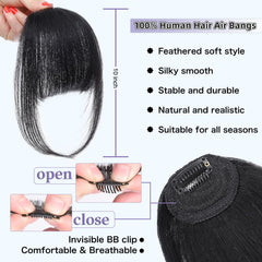 Niceone Hair soft layered fringe detail showcases feathered edges for versatile styling.