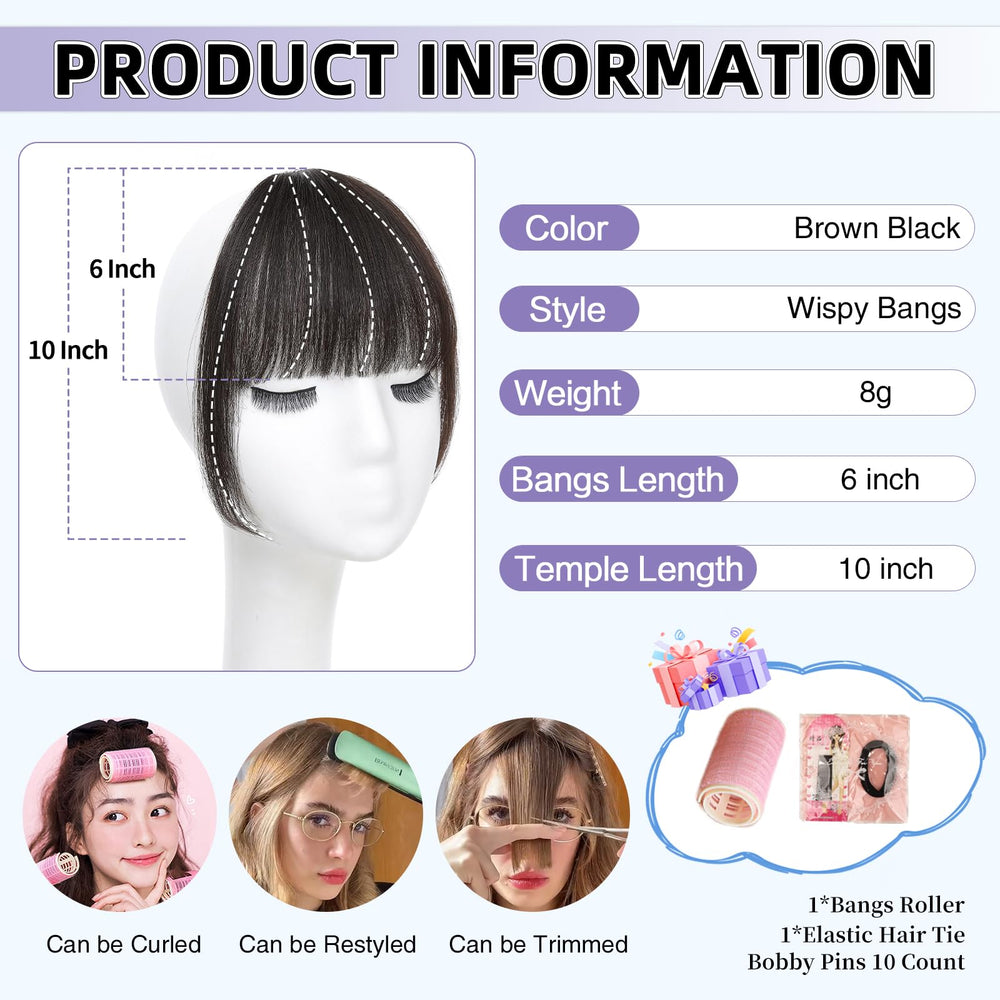 Niceone Hair wispy bangs closeup texture shows 100% real human hair shine