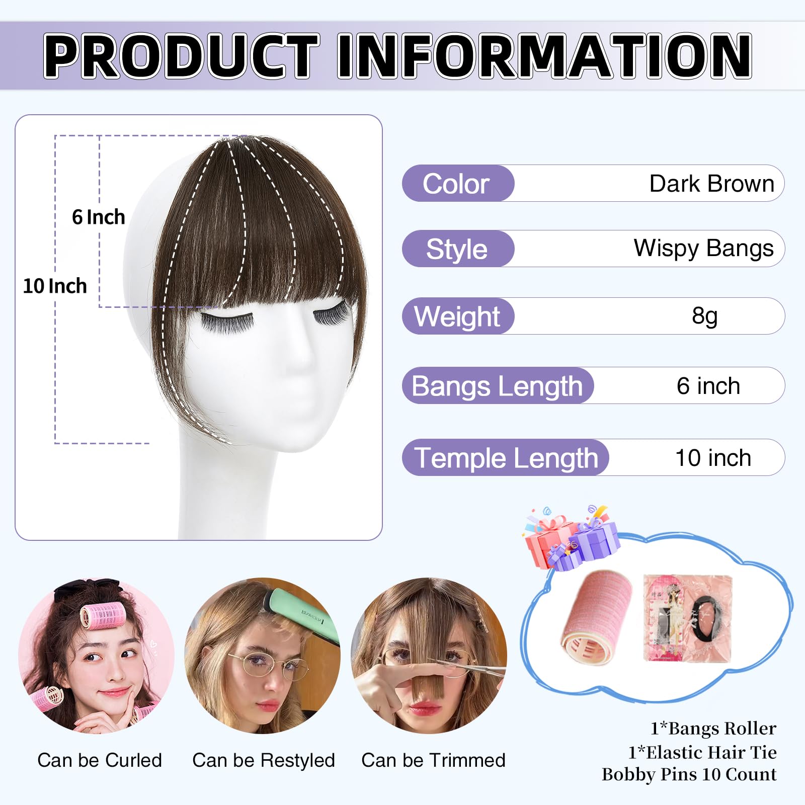 Niceone Hair Wispy Bangs closeup reveals soft realistic texture