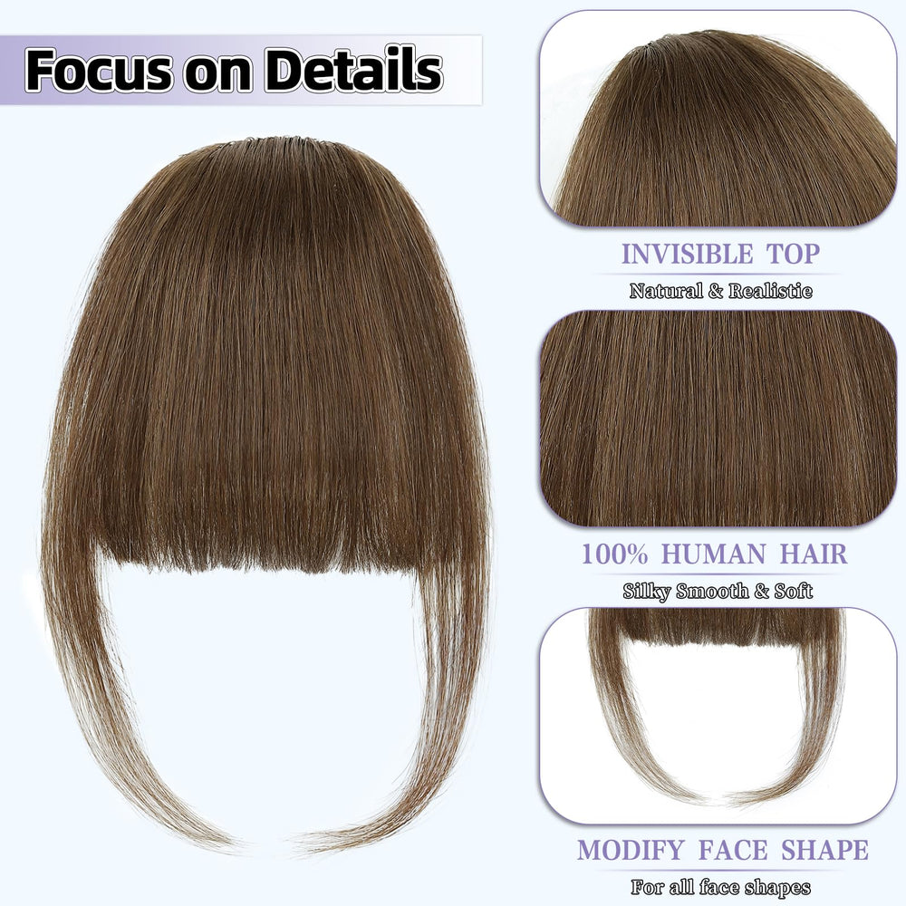Niceone Hair wispy bangs on a model demonstrates daily wear and easy transformation.