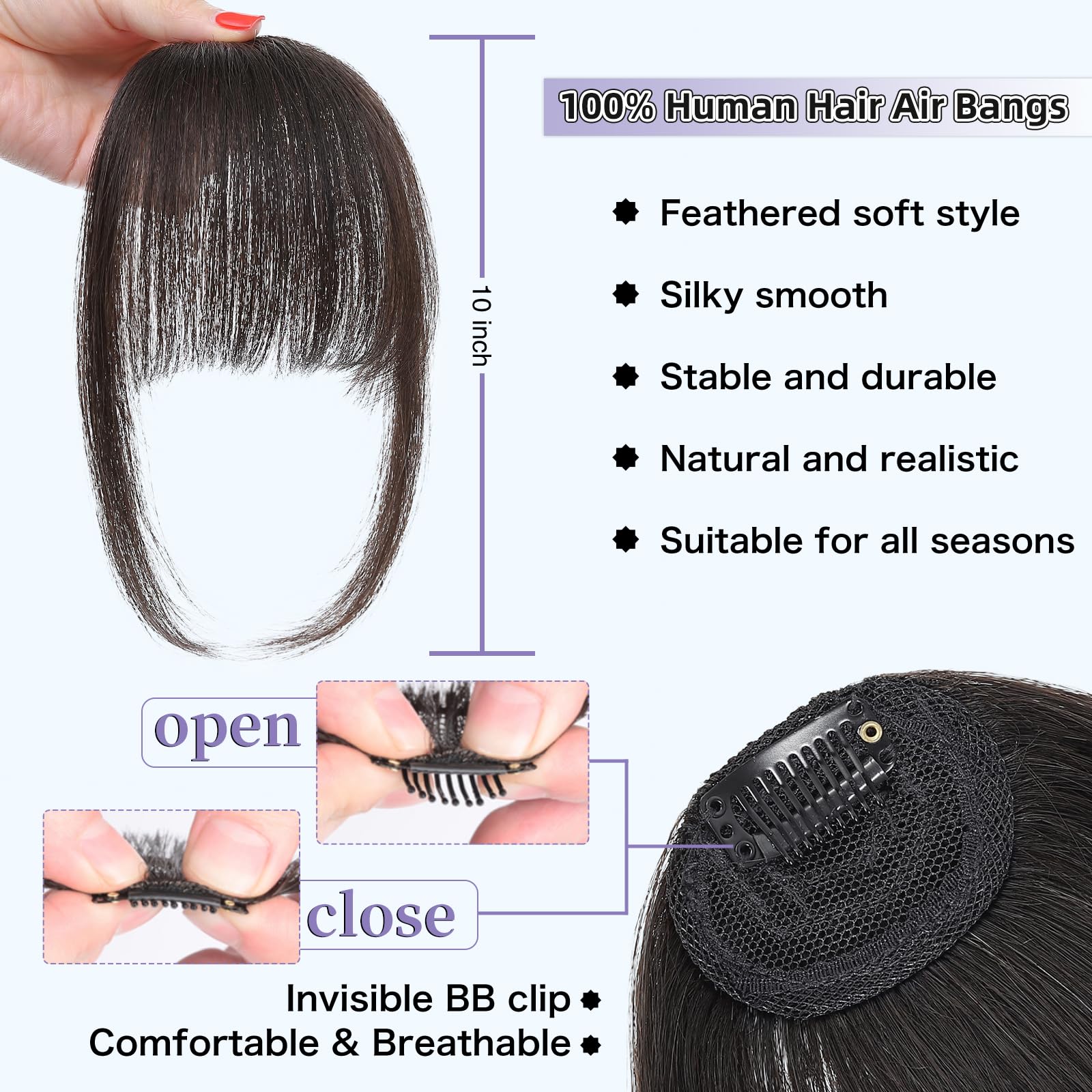 Niceone Hair wispy bangs model-wear illustrates natural blend with your own hair