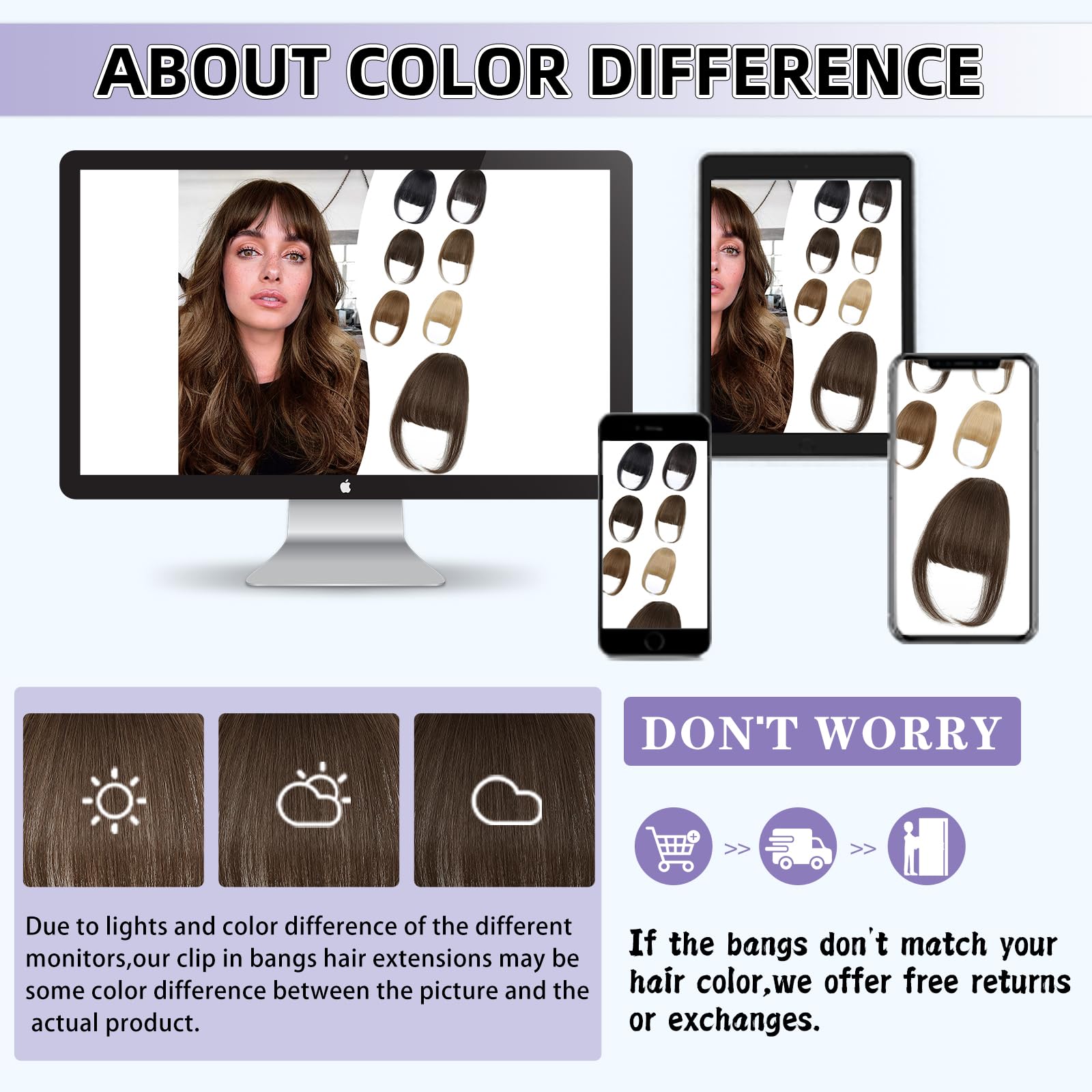 Niceone Hair Wispy Bangs natural-look finish blends with your hair