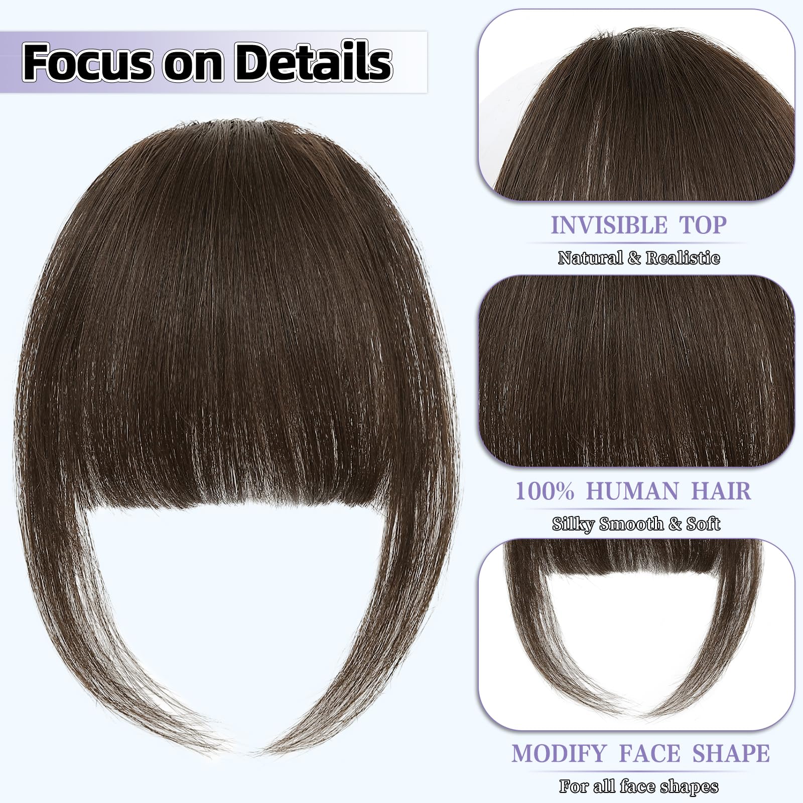 Niceone Hair Wispy Bangs seamless clip demonstrates quick attachment