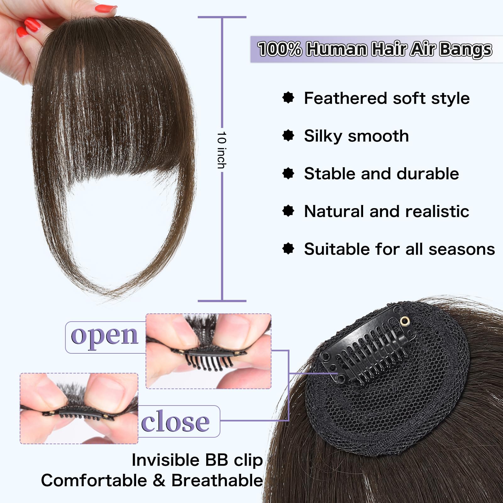 Niceone Hair Wispy Bangs feathered fringe adds light natural volume