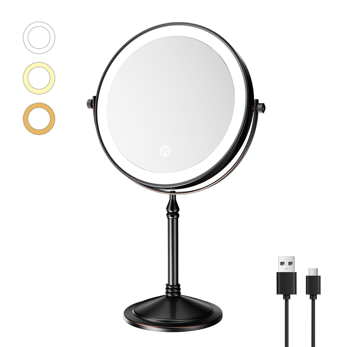 Nicesail rechargeable makeup mirror with 3-color lighting for adaptive skincare routines