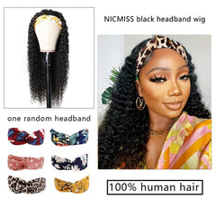 NICMISS curly headband wig with four combs for secure fit