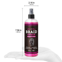 Nicole & Alyssa braid spray spritz on braids for detangling and shine.