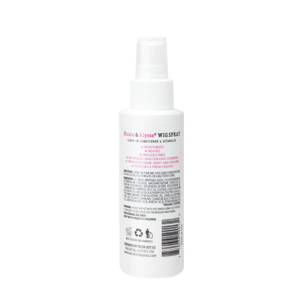 Nicole & Alyssa wig spray controls frizz for polished synthetic hair