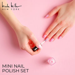 Nicole Miller New York mini nail polish set bottle closeup highlights glossy formula.