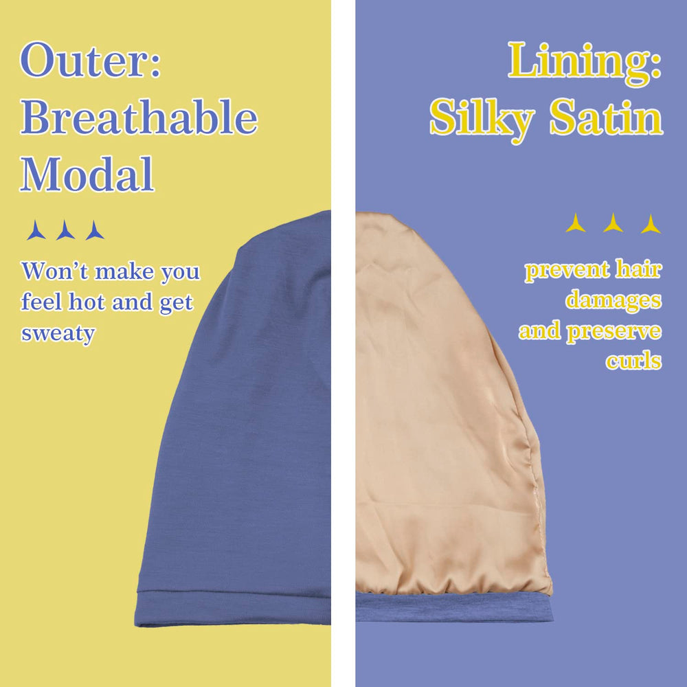 NICPOO Night Cap worn during makeup and nighttime routine for comfort.