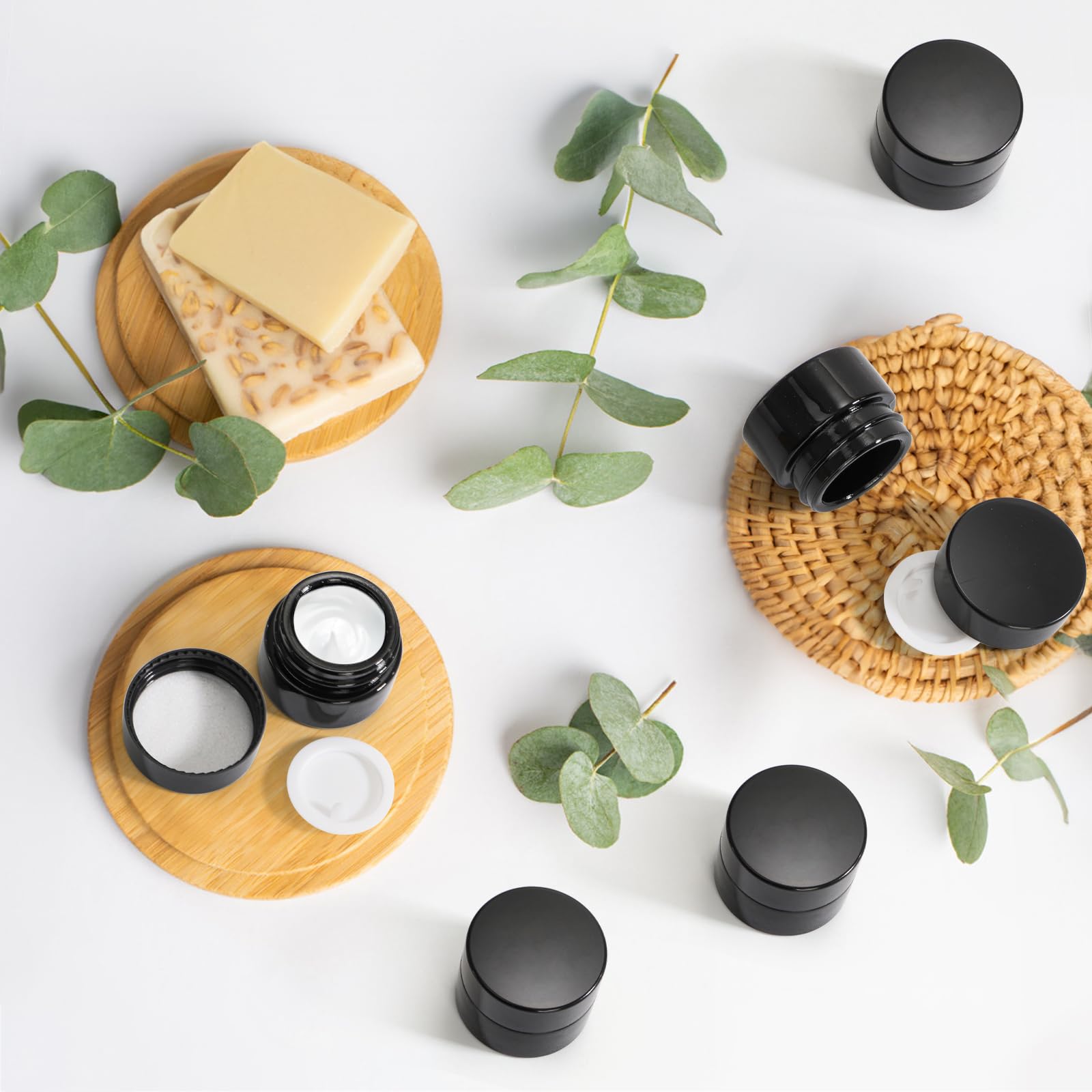 Nicunom versatile storage jars shown with creams and balms