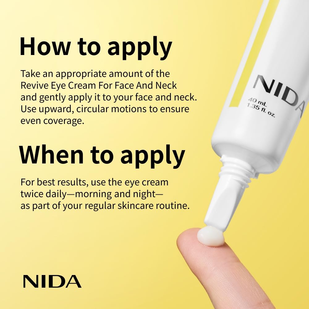 NIDA Revive eye cream swatch shows soothing non greasy finish on skin