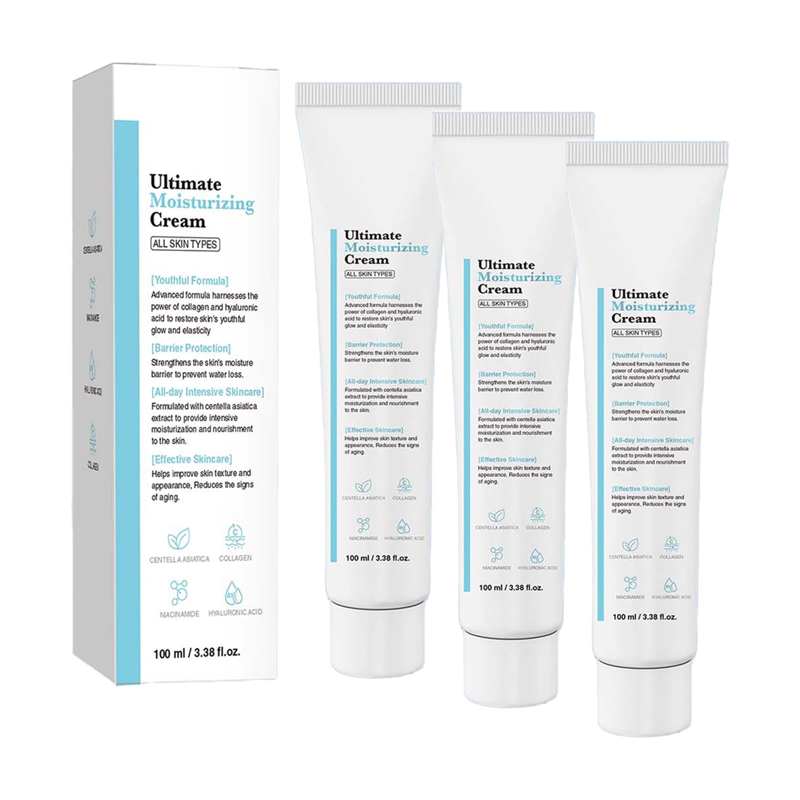 Nida Youthful Formula Ultimate Moisturizing Cream packaging highlights lightweight hydration.