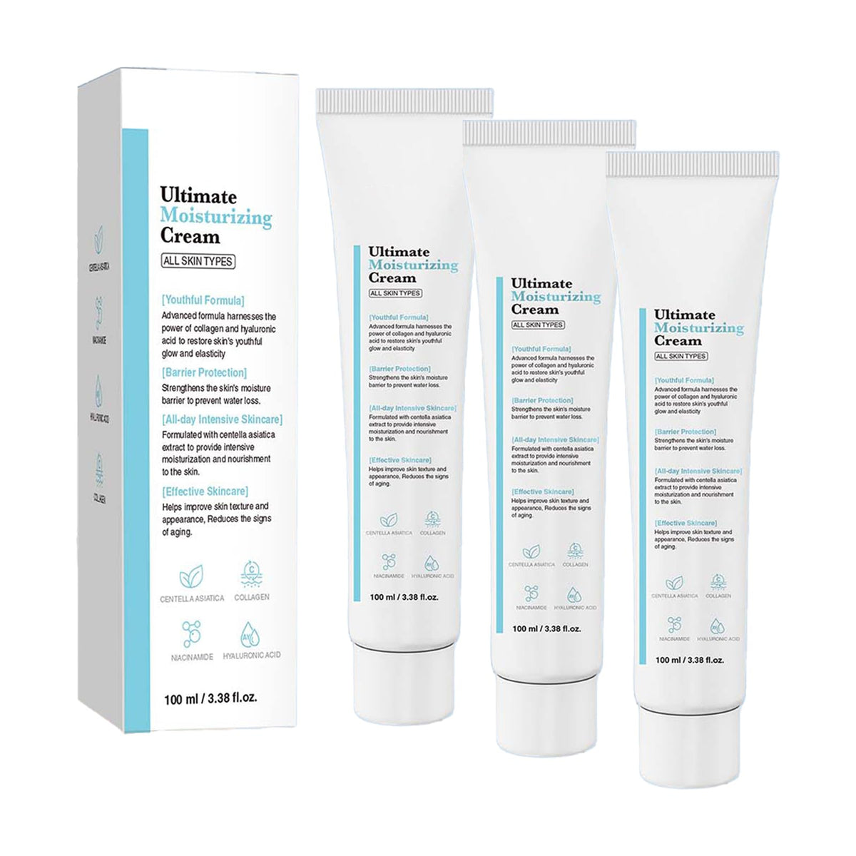 Nida Youthful Formula Ultimate Moisturizing Cream packaging highlights lightweight hydration.