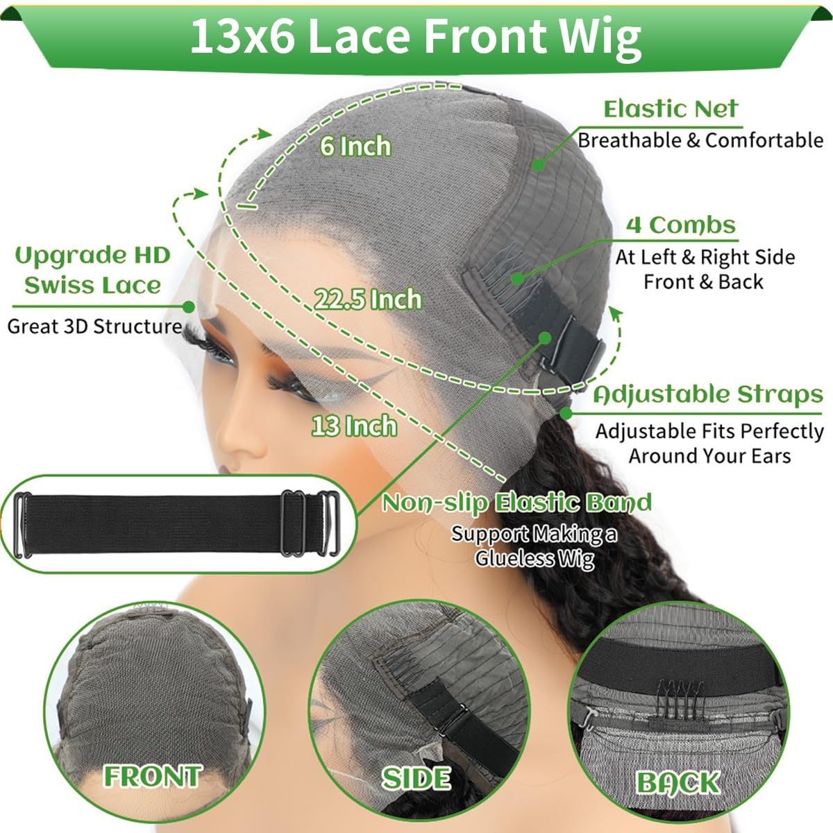 Nidoneld wig cap and adjustments demonstrate secure, comfortable fit.