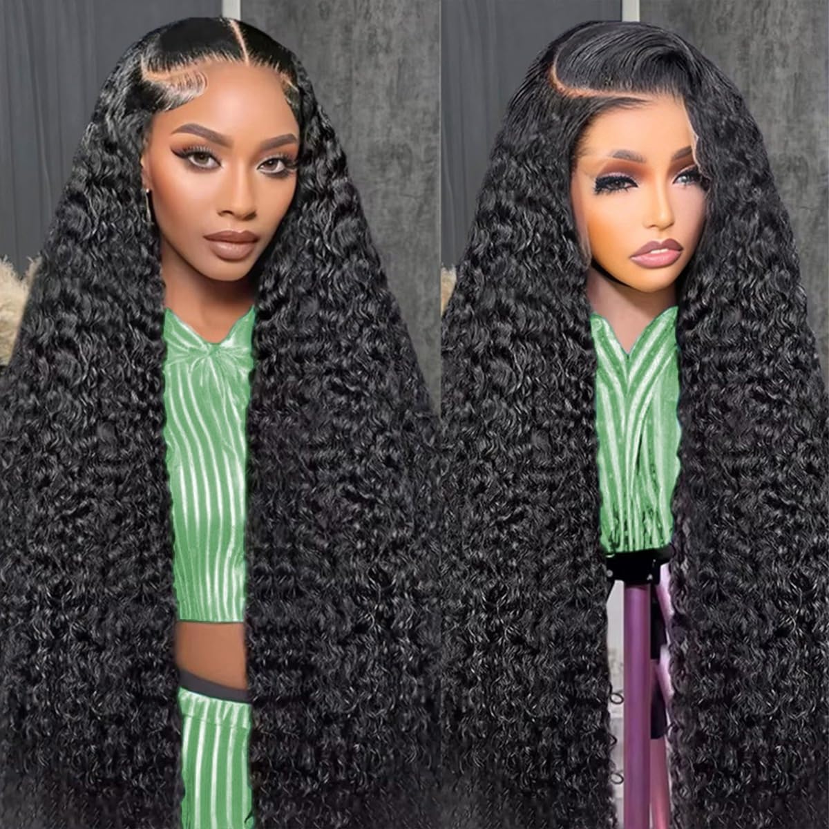 Nidoneld 30-inch deep wave lace front wig closeup shows natural hairline for seamless styling.
