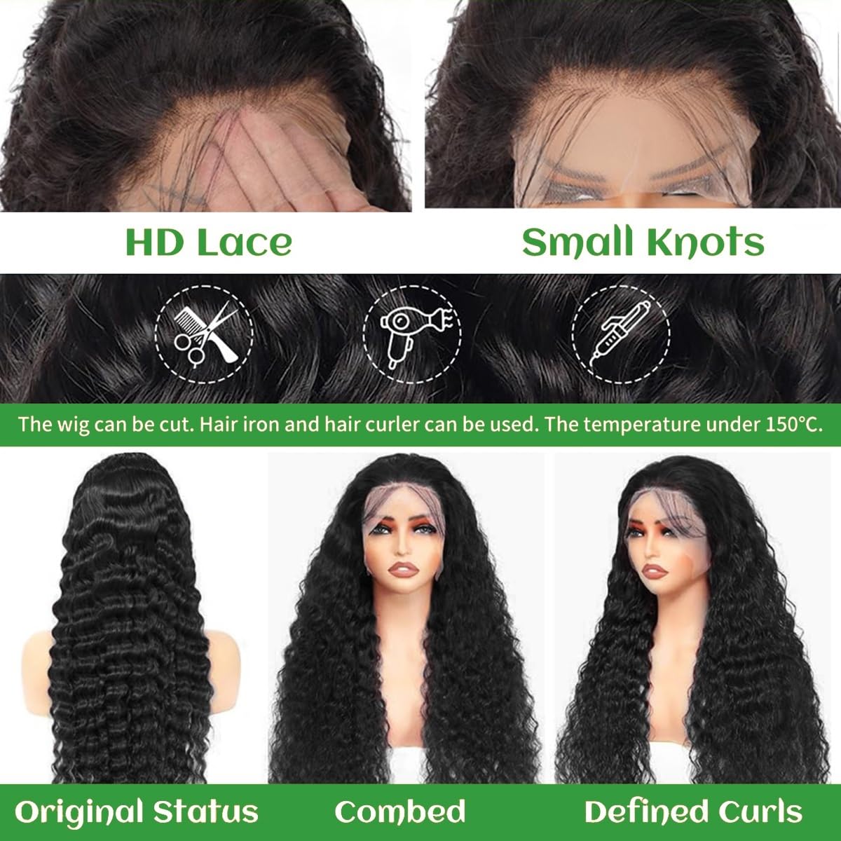 Nidoneld 30-inch wig density 200% emphasizes full, natural-looking volume.