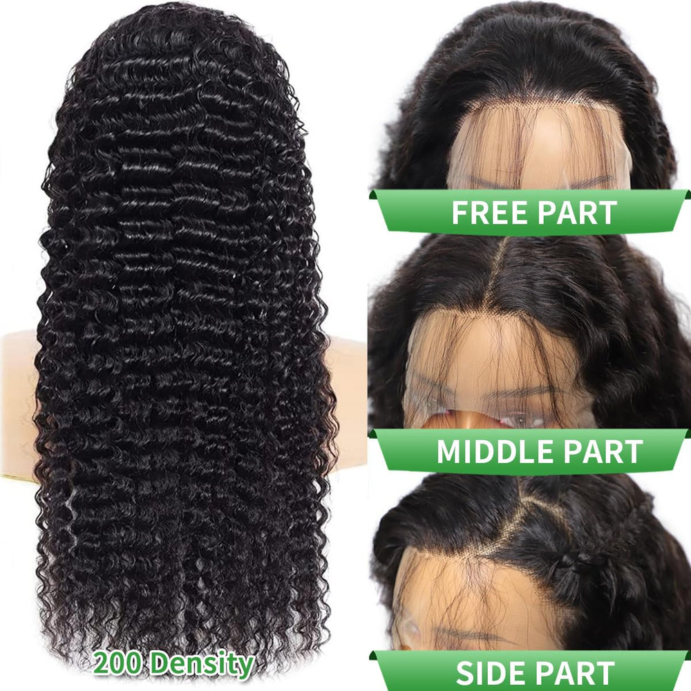 Nidoneld deep wave wig lace detail highlights 13x6 HD lace for effortless blending.