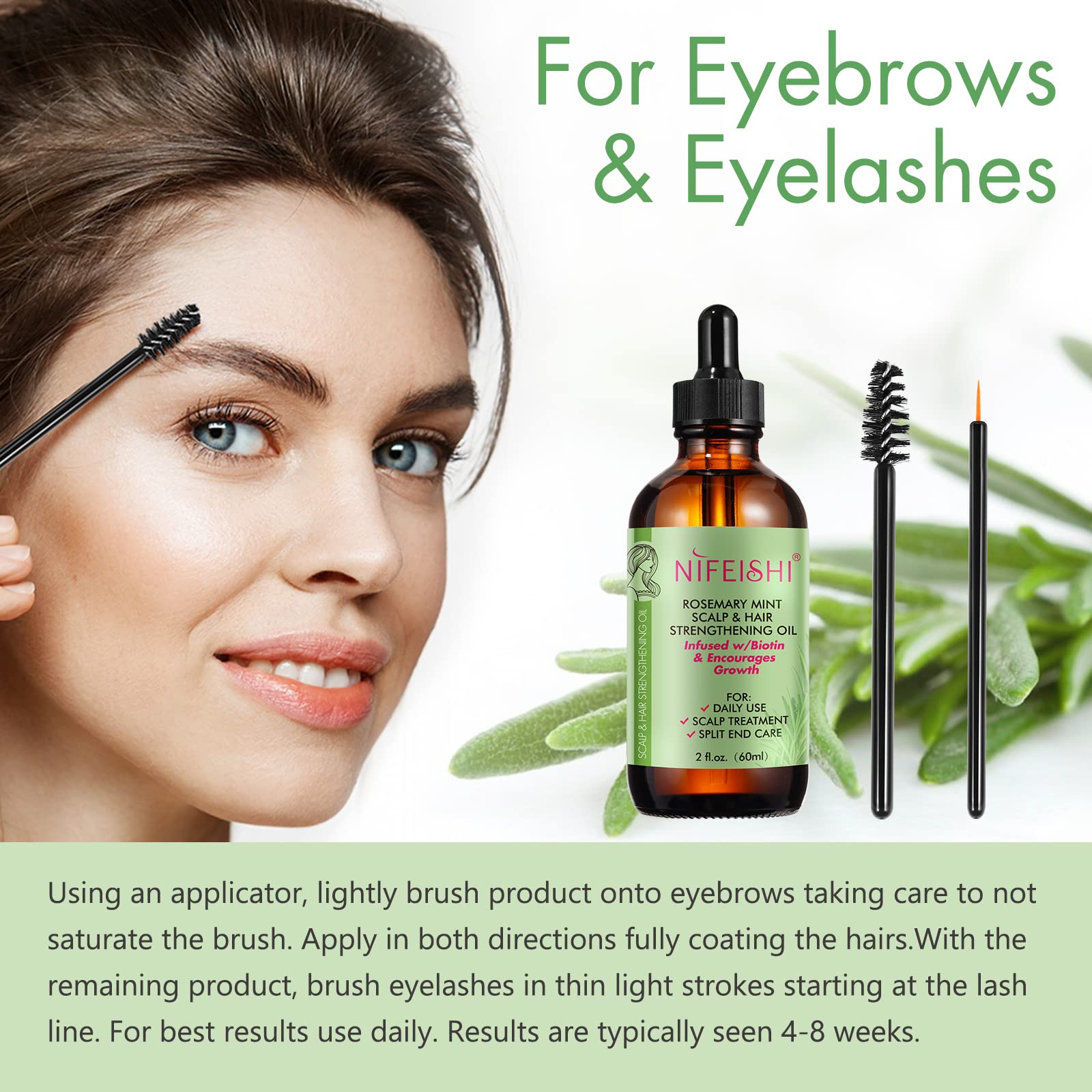 NIFEISHI eyelash brush with rosemary oil enables precise lash care for fuller-looking lashes