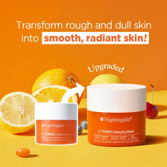 Nightingale C Toning Sleeping Mask packaging shot communicates clean beauty and eco-friendly packaging.