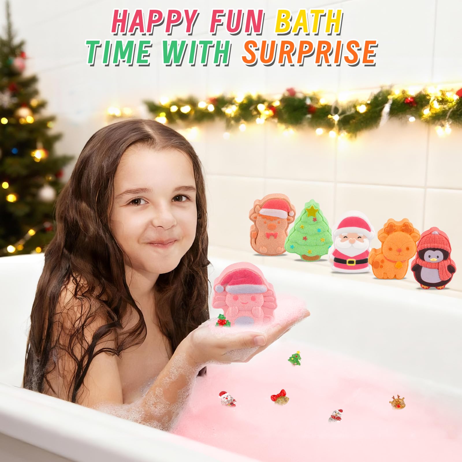 NIGOWAYS Christmas tree bath bomb with sparkling foam for holiday ambience