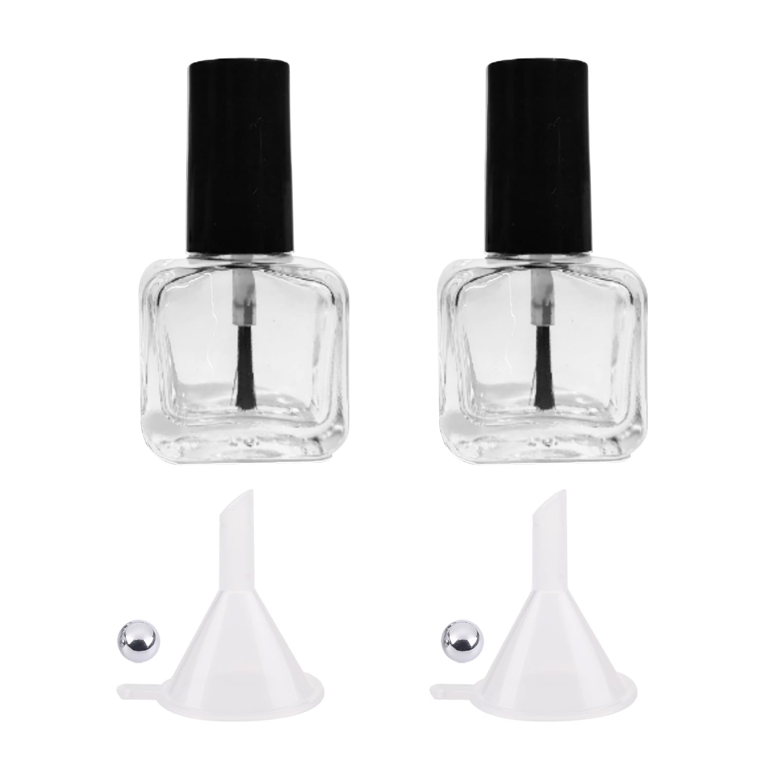 NIIIYTYB 2pc bottles with brush show clear glass for monitoring polish levels.
