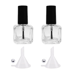 NIIIYTYB 2pc bottles with brush show clear glass for monitoring polish levels.