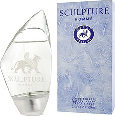Nikos Sculpture Homme bottle closeup highlights premium glass and clean lines.