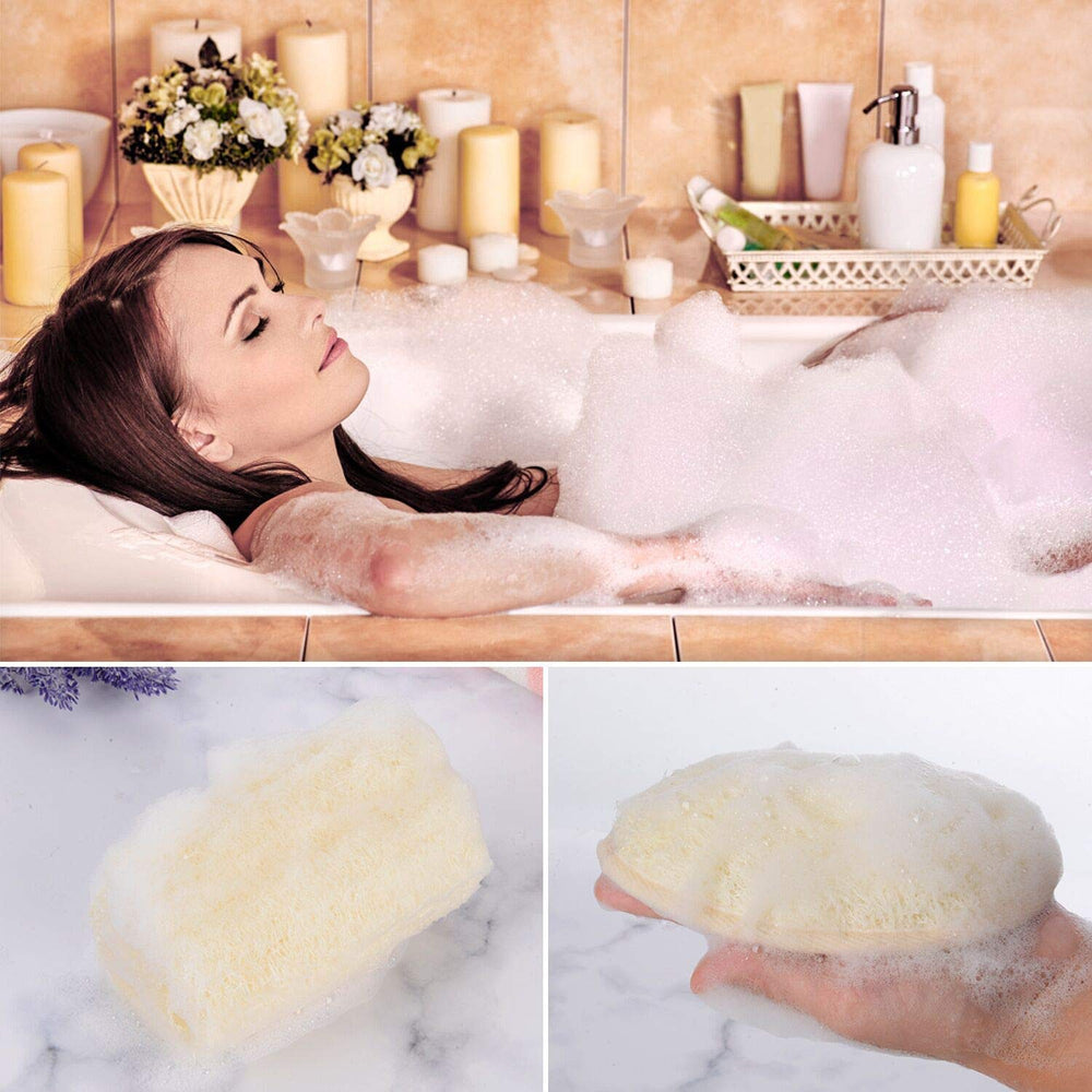 NileCart luxury body scrubber loofah highlighting premium natural sponge.