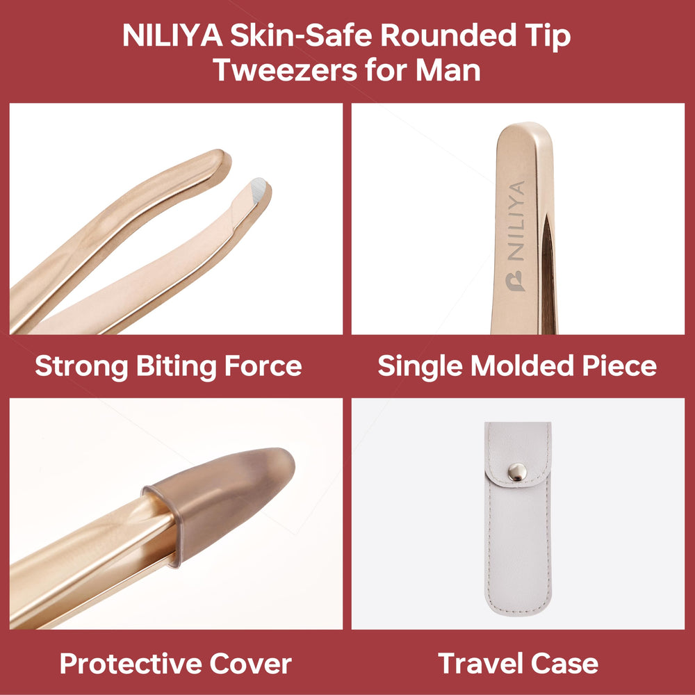 NILIYA Beard Tweezers one-piece seamless body highlighting durability and easy cleaning