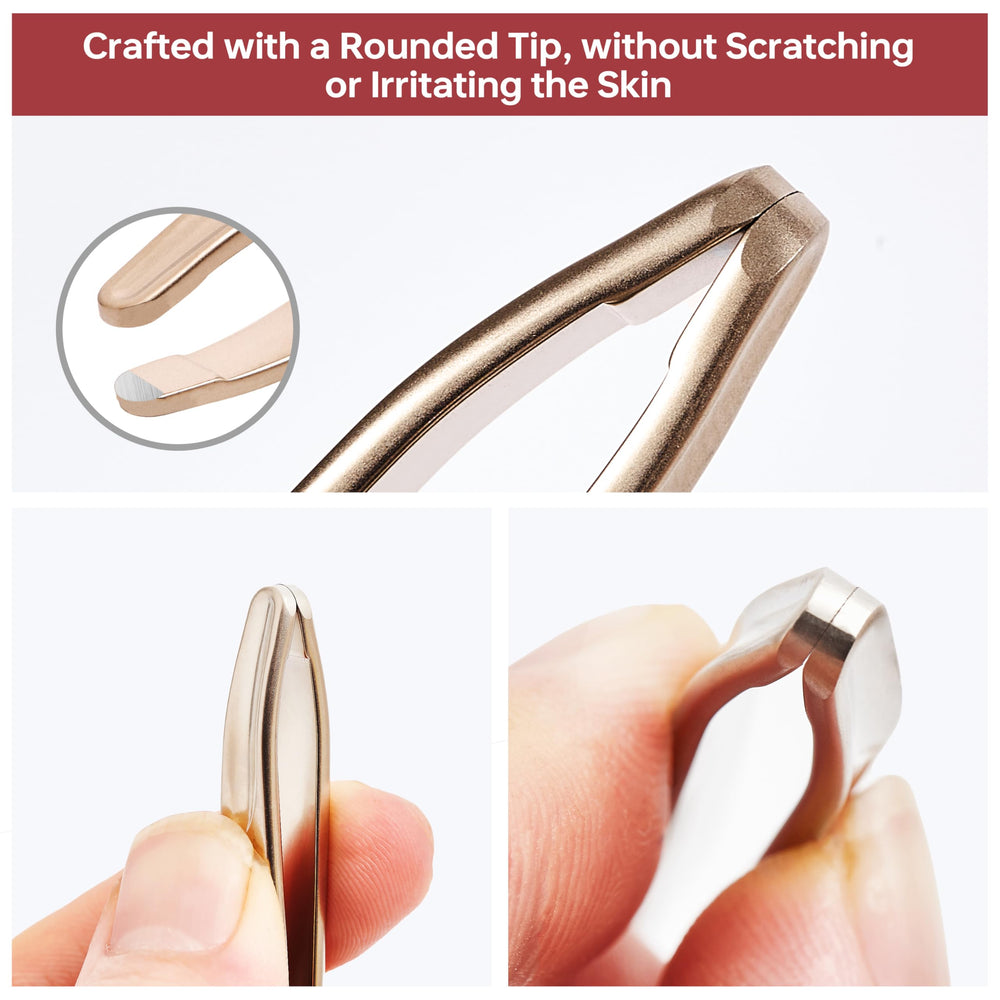 NILIYA Beard Tweezers precision joint demonstrating secure grip on fine hairs