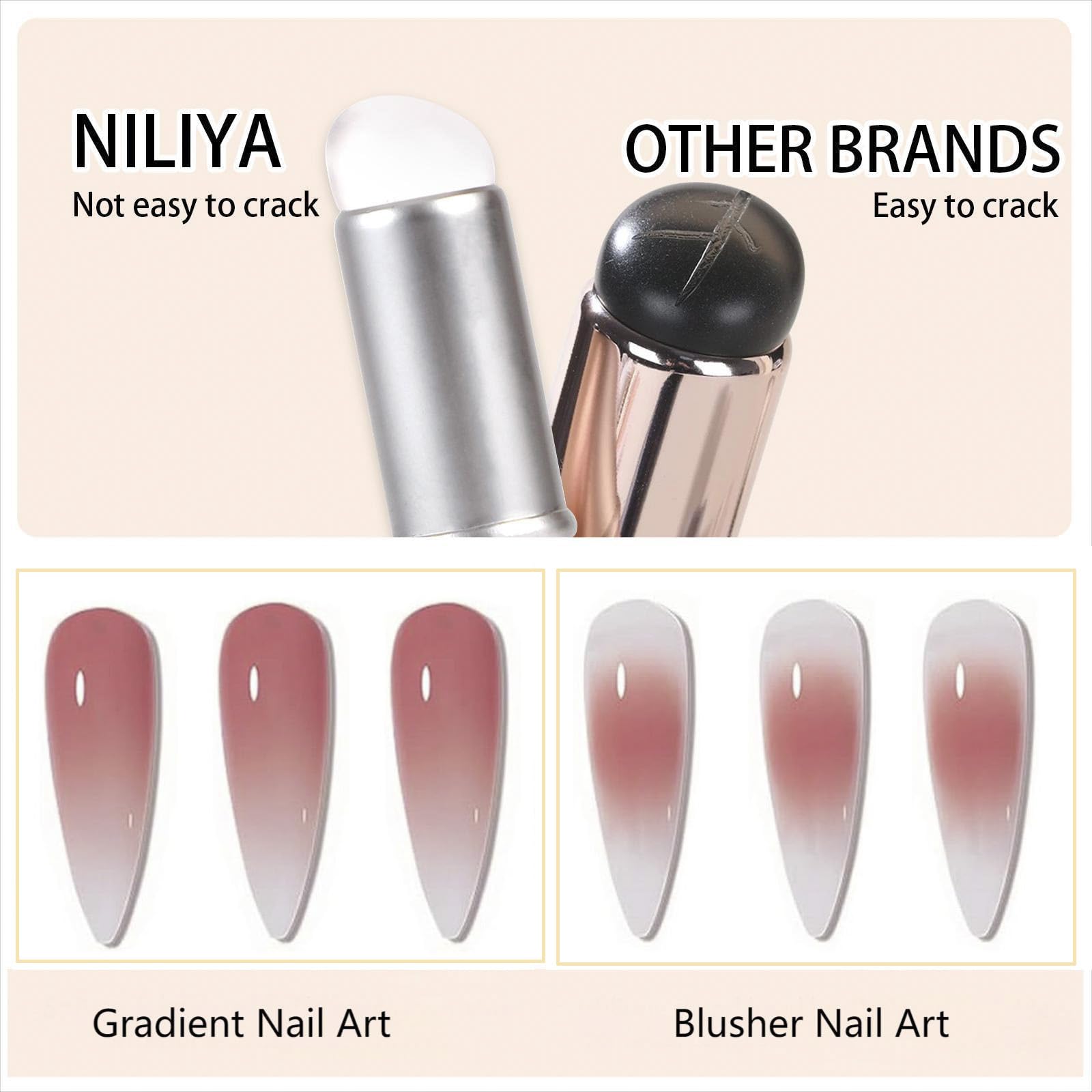 NILIYA travel-friendly nail art brush with protective cap and frosted handle