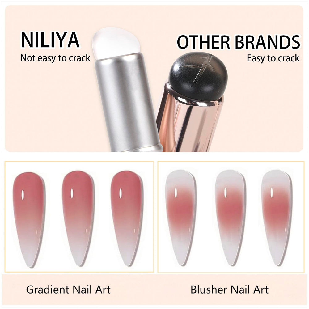 NILIYA travel-friendly nail art brush with protective cap and frosted handle