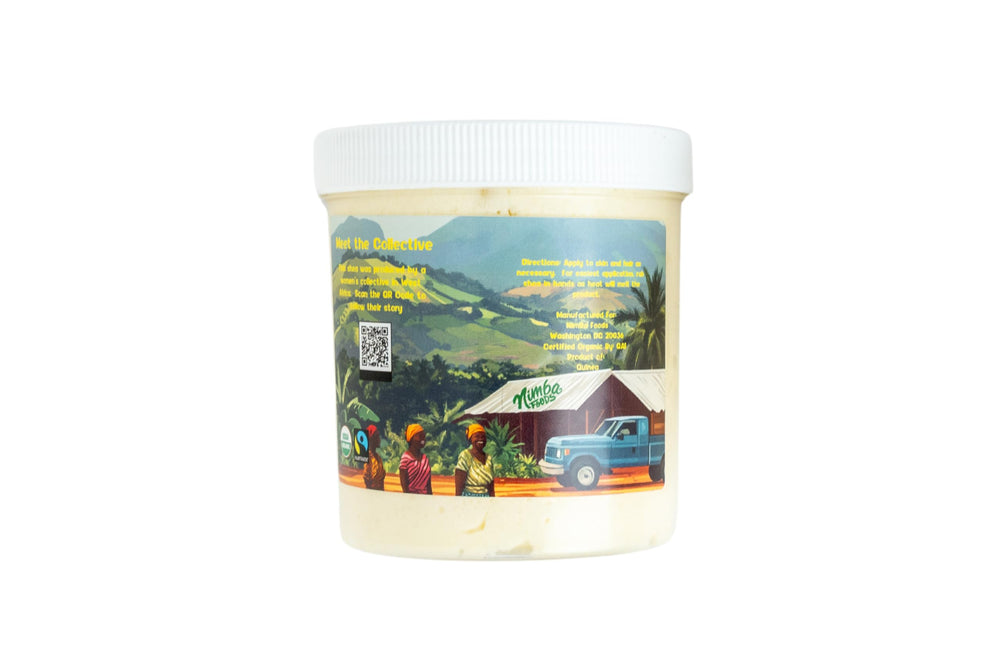 Nimba Foods frizz-taming hair application smoothing strands for sleek results.