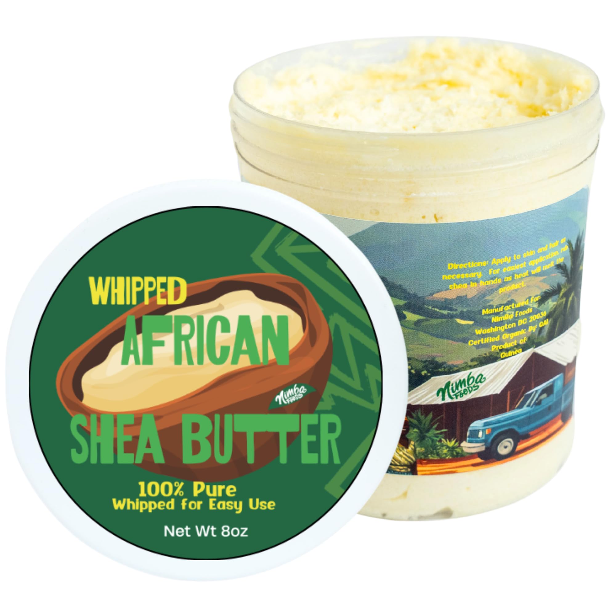 Nimba Foods Whipped Shea Butter texture close-up for easy application and hydration.