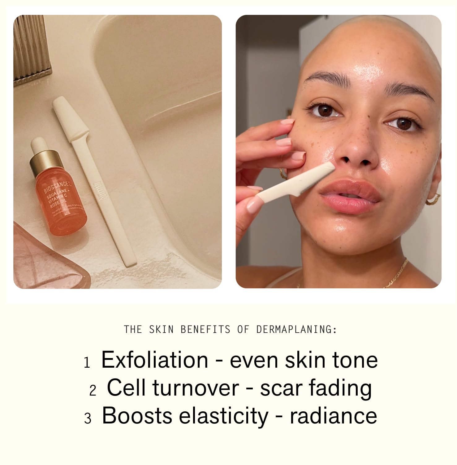 Nimbi Dermaplaner Razor creates a smooth makeup base for flawless application.