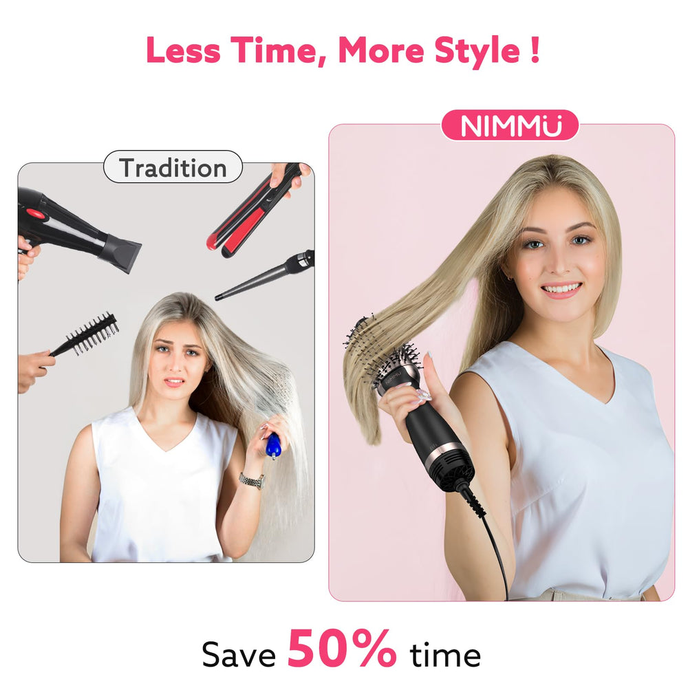 Nimmu hair dryer brush alci-safety-plug ensures safe use with US outlets