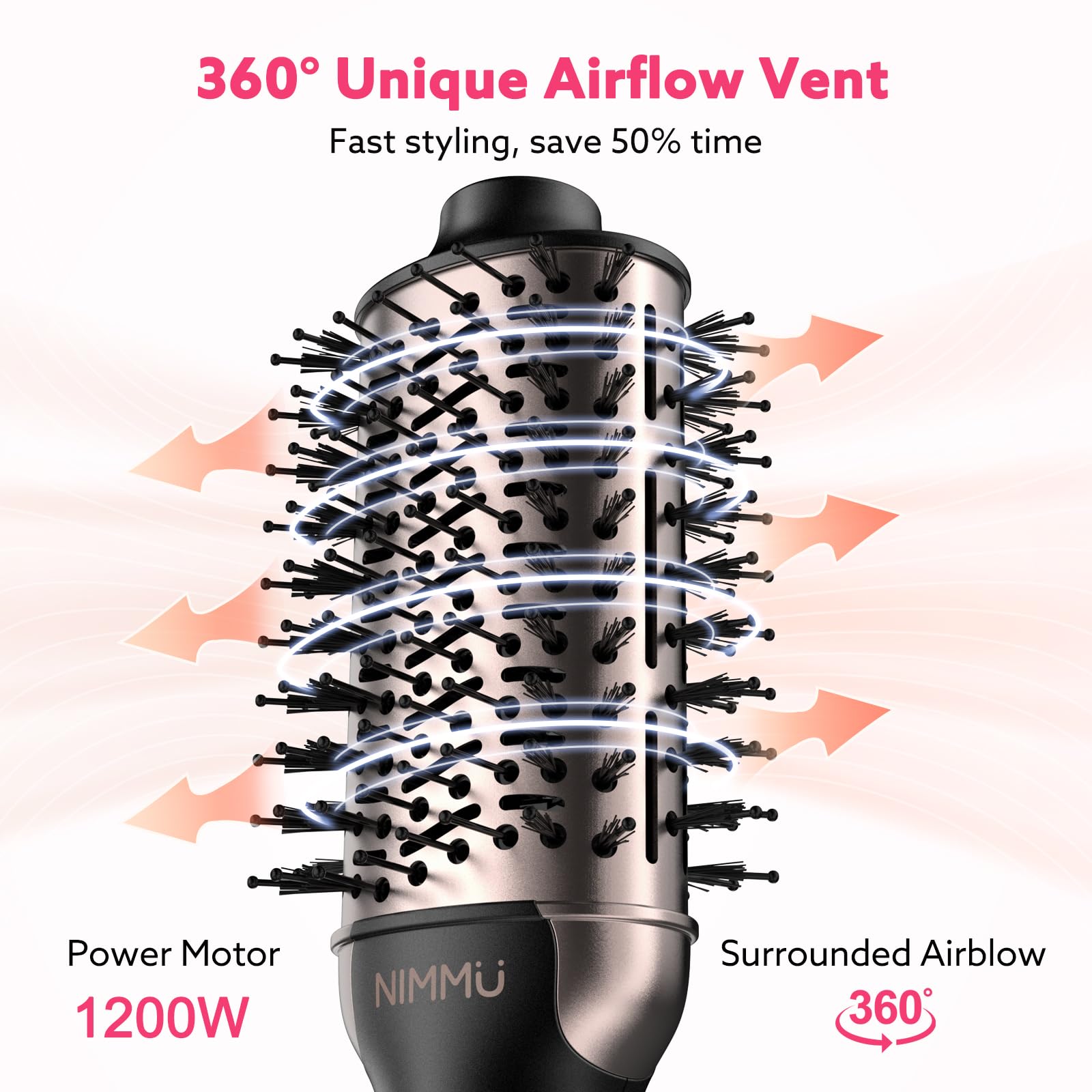 Nimmu hair dryer brush ionic-technology helps lock in moisture and shine
