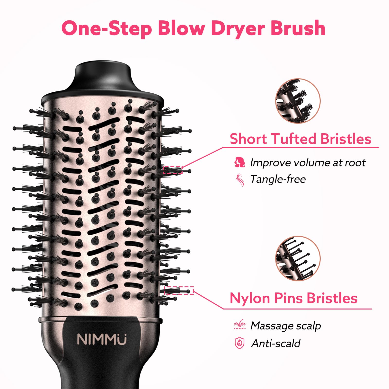 Nimmu hair dryer brush three-heat-settings offer personalized styling options