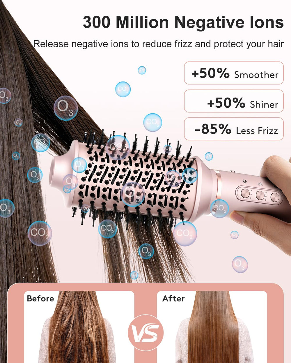 Nimmu negative ionic streams promote shine and frizz control during styling