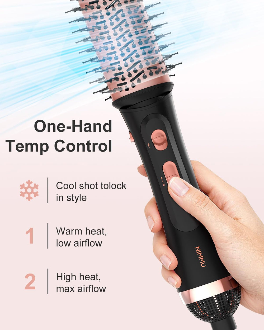 Nimmu round thermal brush blowout image for salon-quality straight finish